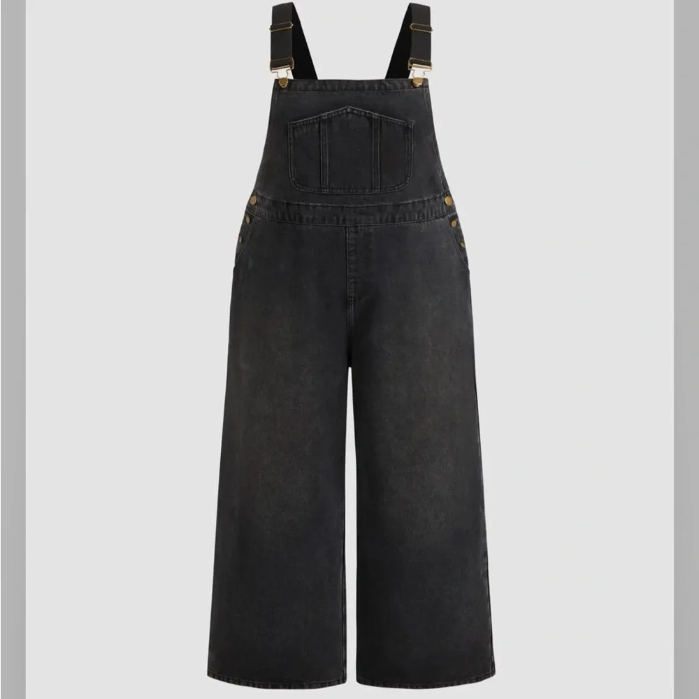 Cider DENIM POCKET WIDE LEG JUMPSUIT CURVE & PLUS OXL CR28-27 - Picture 2 of 8